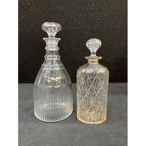 210 - 2 EARLY CUT GLASS DECANTERS OF LARGE PROPORTIONS H13