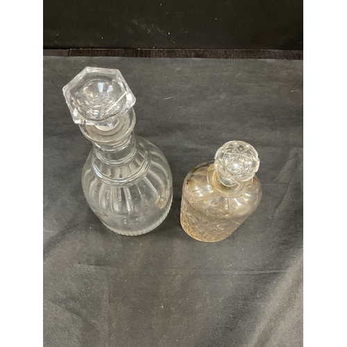 210 - 2 EARLY CUT GLASS DECANTERS OF LARGE PROPORTIONS H13