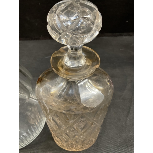 210 - 2 EARLY CUT GLASS DECANTERS OF LARGE PROPORTIONS H13