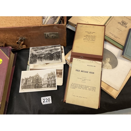 220 - VINTAGE CASE WITH PHOTOGRAPHS - SOME SHREWSBURY INTEREST , POSTCARDS ETC