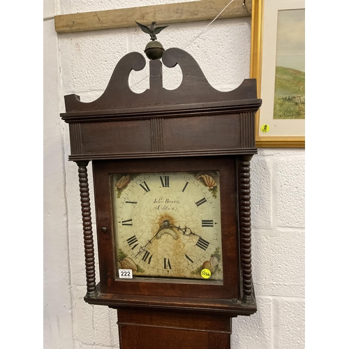 222 - 30 HOUR OAK CASED GRANDFATHER CLOCK A/F H84