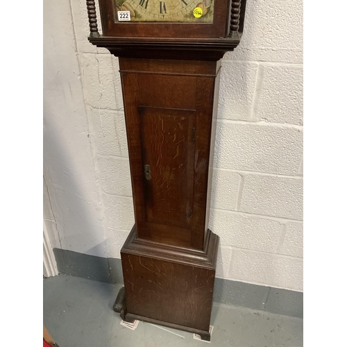 222 - 30 HOUR OAK CASED GRANDFATHER CLOCK A/F H84