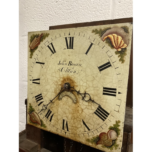 222 - 30 HOUR OAK CASED GRANDFATHER CLOCK A/F H84