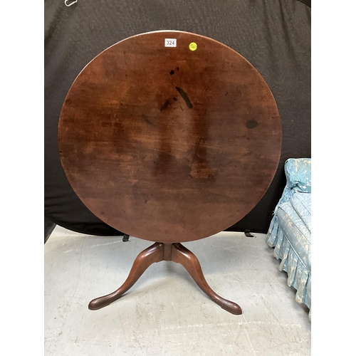 324 - GEORGIAN MAHOGANY TIP TOP PEDESTAL TRIPOD TABLE H28