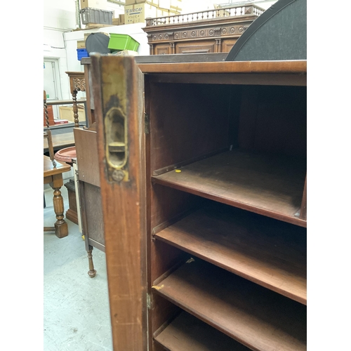 330 - GEORGIAN MAHOGANY 2 DOOR CABINET WITH FITTED SHELF INTERIOR C/W KEY A/F H64