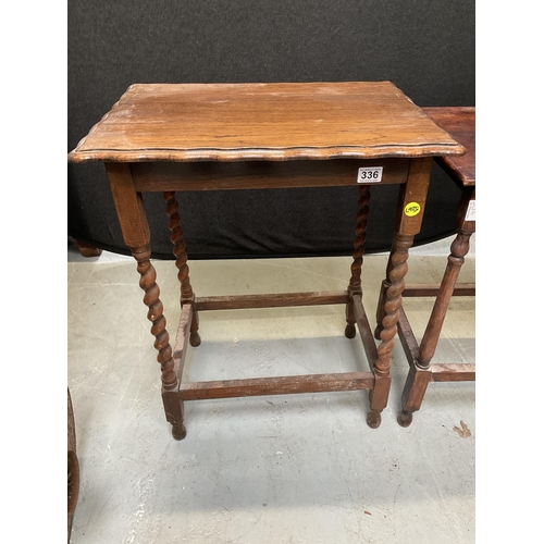 336 - VINTAGE OAK BARLEYTWIST WINDOW TABLE AND 1 OTHER A/F
H28