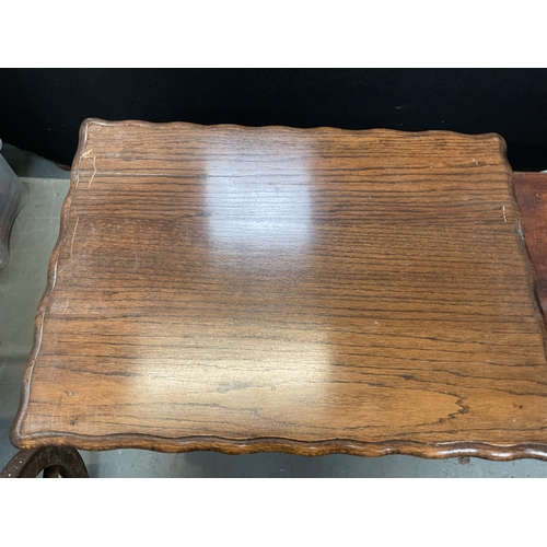 336 - VINTAGE OAK BARLEYTWIST WINDOW TABLE AND 1 OTHER A/F
H28