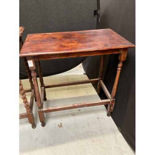 336 - VINTAGE OAK BARLEYTWIST WINDOW TABLE AND 1 OTHER A/F
H28