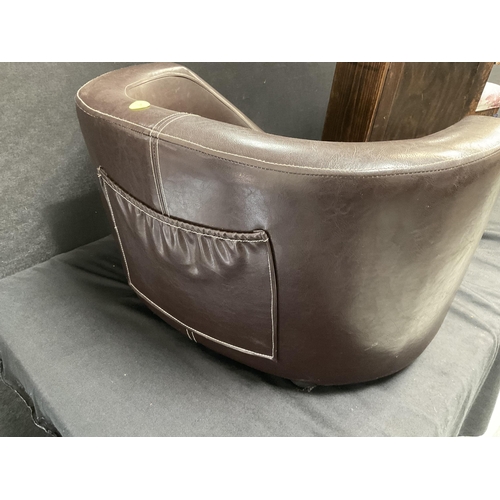 342 - BROWN FAUX LEATHER DOG BASKET A/F H14