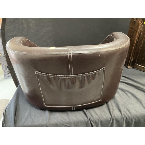 342 - BROWN FAUX LEATHER DOG BASKET A/F H14