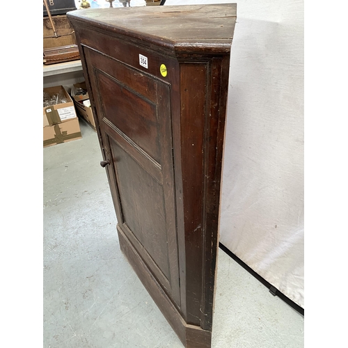 354 - GEORGIAN OAK FLOOR STANDING CORNER CUPBOARD WITH 2 PANELS TO DOOR (WOOD WORM TO BACK) H49