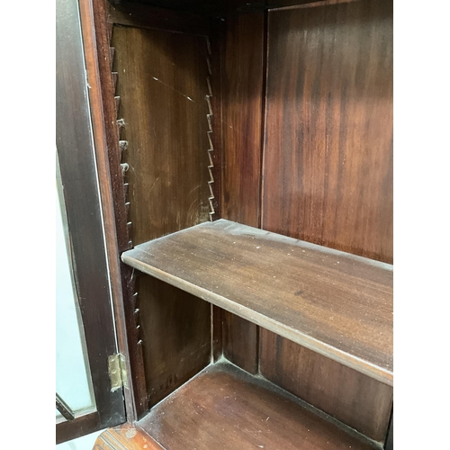 355 - EDWARDIAN MAHOGANY INLAID BUREAU BOOKCASE A/F H74