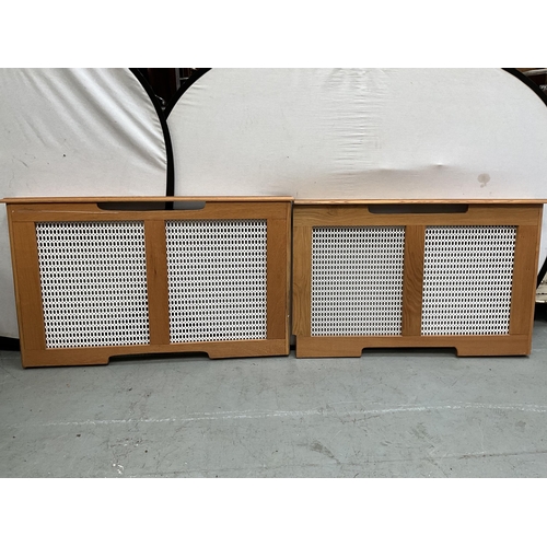 361A - 2 OAK FRAMED MODERN RADIATOR COVERS H30