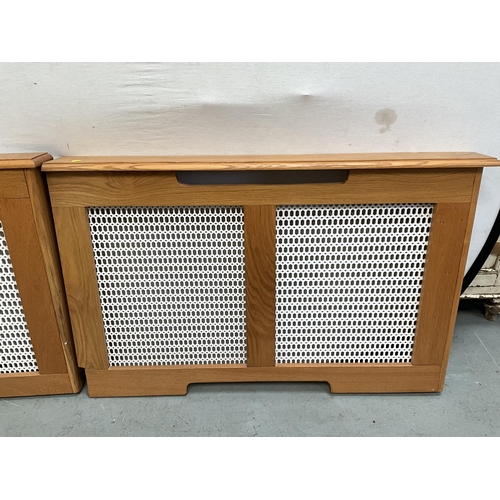 361A - 2 OAK FRAMED MODERN RADIATOR COVERS H30