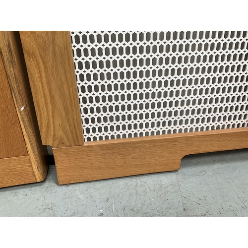 361A - 2 OAK FRAMED MODERN RADIATOR COVERS H30