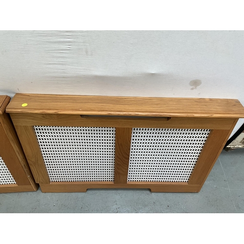 361A - 2 OAK FRAMED MODERN RADIATOR COVERS H30