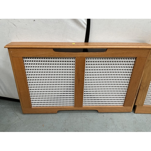 361A - 2 OAK FRAMED MODERN RADIATOR COVERS H30