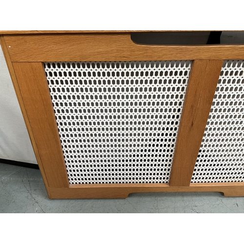 361A - 2 OAK FRAMED MODERN RADIATOR COVERS H30