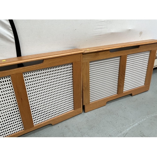 361A - 2 OAK FRAMED MODERN RADIATOR COVERS H30