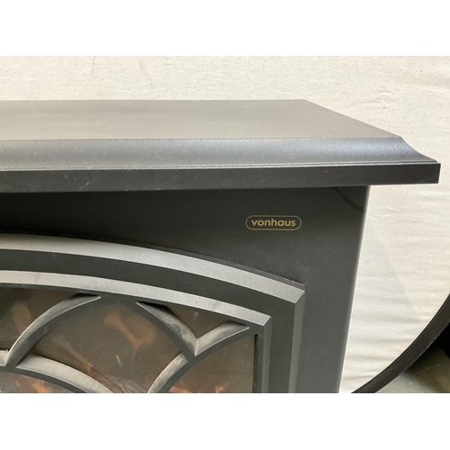 362 - MODERN VON HAUS LOG EFFECT ELECTRIC CONVECTOR FIRE - HANDLE MISSING TO FRONT DOOR H26