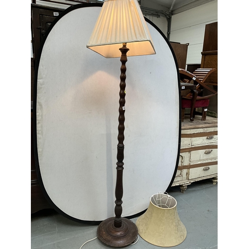 363 - DARK OAK STANDARD LAMP AND 2 SHADES H72