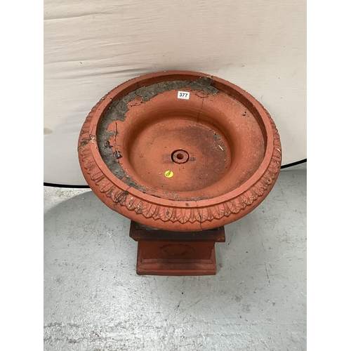 377 - VICTORIAN TERRACOTTA PEDESTAL URN ON STAND A/F H33