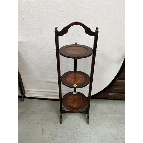 378 - VINTAGE OAK FOLDING CAKE STAND H36