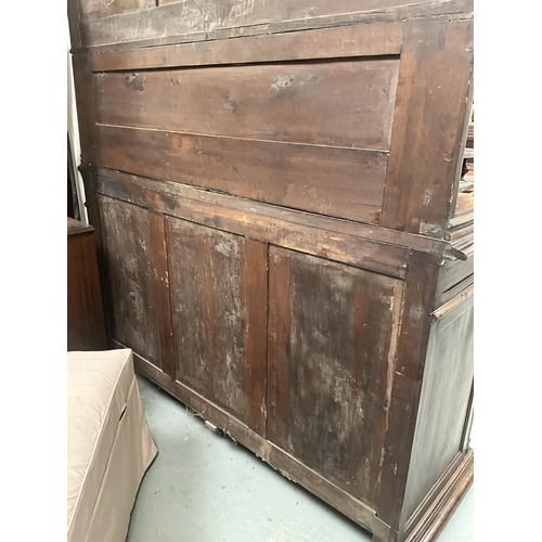 383 - VICTORIAN FRENCH WALNUT CARVED BUFFET - 
TOP WITH TURNED SPINDLE GALLERY OVER CARVED FRIEZE OVER 3 D... 