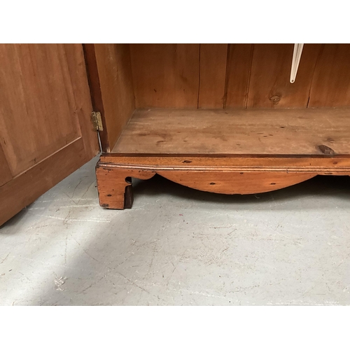 384 - VICTORIAN MAHOGANY KITCHEN CHIFFONIER WITH 2 GLASS DOORS TO TOP OVER CENTRAL DRAWER OVER 2 PANEL DOO... 