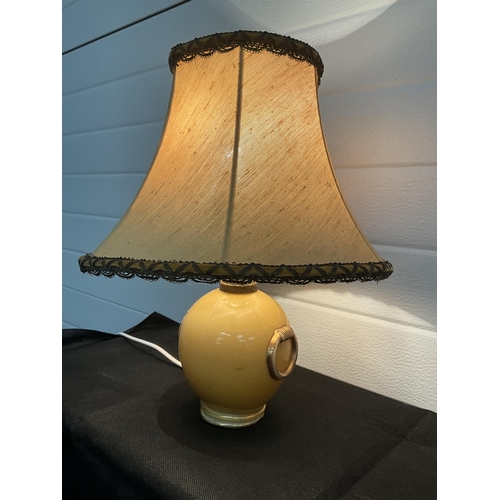 385 - 2 VINTAGE TABLE LAMPS 1 GLASS 1 CERAMIC