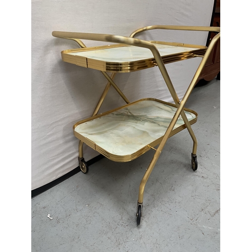 393 - RETRO METAL TWO TIER TROLLEY H27