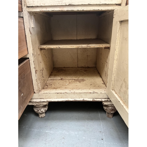 395 - VICTORIAN PINE KITCHEN BASE WITH 7 DRAWERS AND CENTRAL DOOR TO BASE - A/F H39