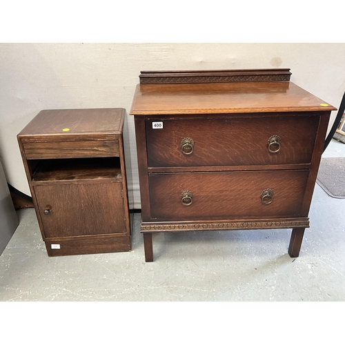 400 - VINTAGE TWO DRAWER OAK CHEST H29