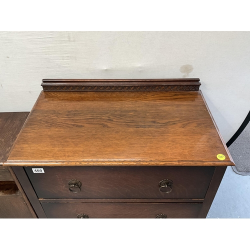 400 - VINTAGE TWO DRAWER OAK CHEST H29