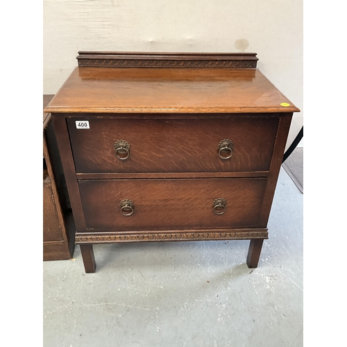 400 - VINTAGE TWO DRAWER OAK CHEST H29