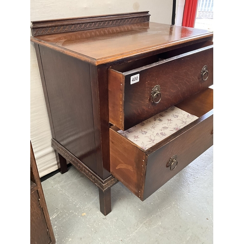 400 - VINTAGE TWO DRAWER OAK CHEST H29