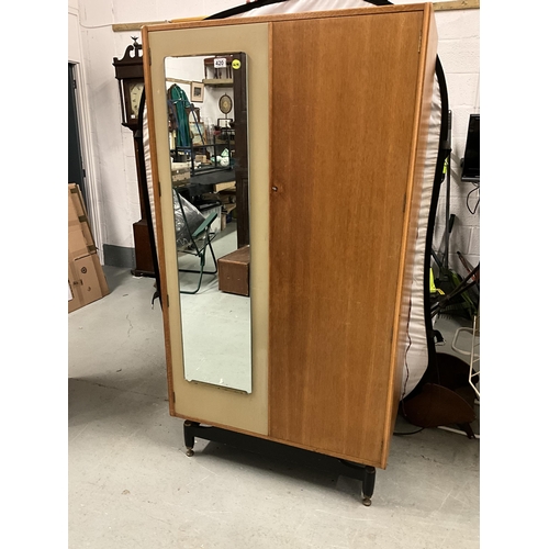 420 - VINTAGE G PLAN SINGLE WARDROBE WITH MIRROR TO ONE SIDE H68