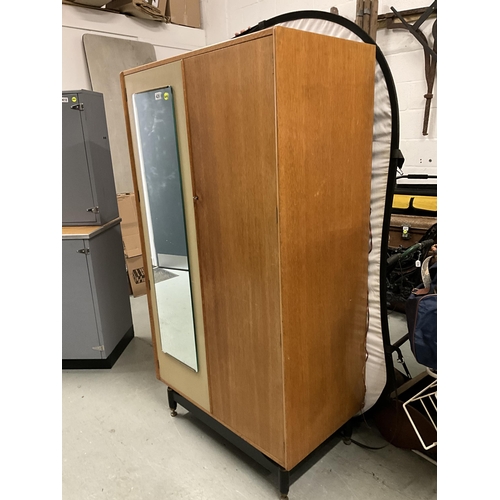 420 - VINTAGE G PLAN SINGLE WARDROBE WITH MIRROR TO ONE SIDE H68