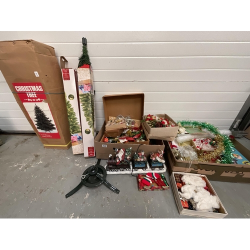 428 - 2 BOXES OF CHRISTMAS DECORATIONS AND CHRISTMAS TREE