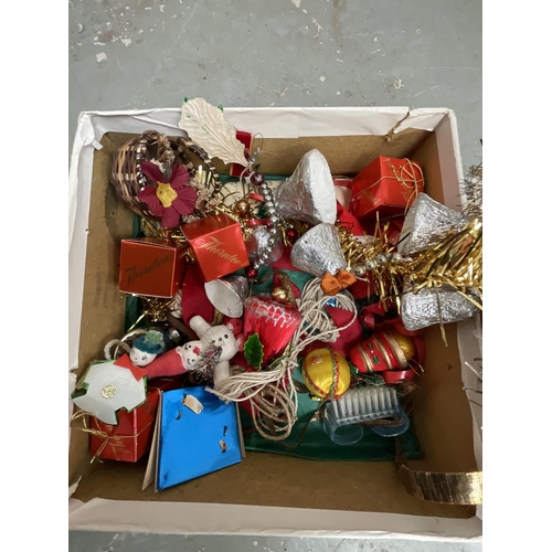 428 - 2 BOXES OF CHRISTMAS DECORATIONS AND CHRISTMAS TREE