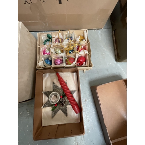 428 - 2 BOXES OF CHRISTMAS DECORATIONS AND CHRISTMAS TREE