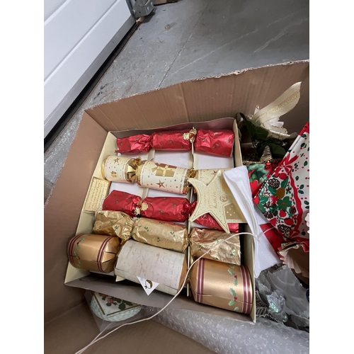 428 - 2 BOXES OF CHRISTMAS DECORATIONS AND CHRISTMAS TREE