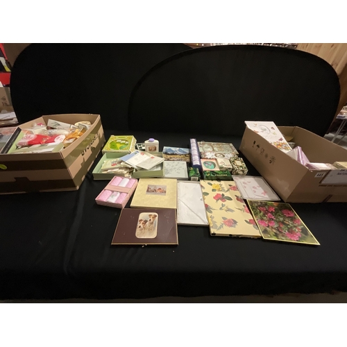 445 - 2 BOXES OF VINTAGE BOXED SOAP, HANDKERCHIEFS ETC