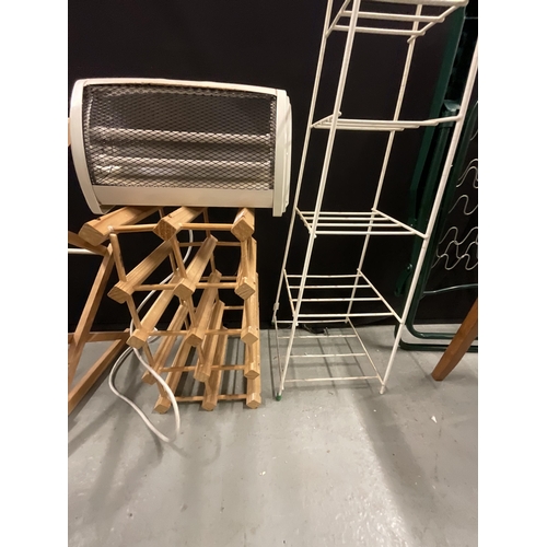 448 - QTY OF KITCHEN ITEMS TO INCLUDE STOOL, WINE RACK WALKING STICKS ETC