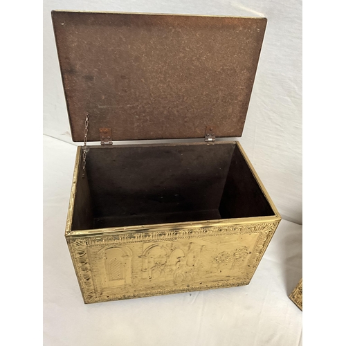 21 - 2 BRASS COVERED BOXES H 12