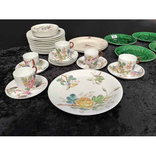 25 - BOX OF CHINA TO INCLUDE VICTORIAN LEAF WARE PLATES ETC