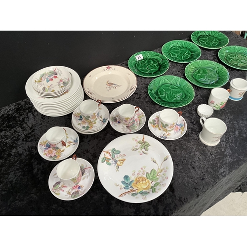 25 - BOX OF CHINA TO INCLUDE VICTORIAN LEAF WARE PLATES ETC