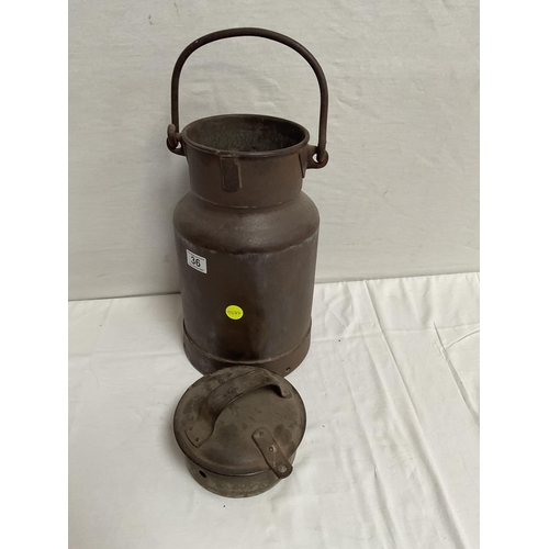 36 - VINTAGE METAL MILK CHURN COMPLETE WITH LID H 21