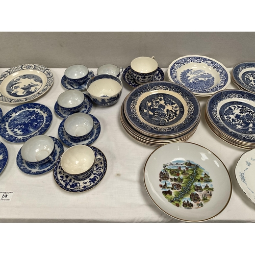 39 - 2 BOXES OF VICTORIAN AND LATER BLUE PATTERNED CHINA