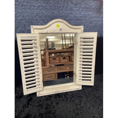 45 - LOUVRE DOORED PAINTED WALL MIRROR 24 X 16